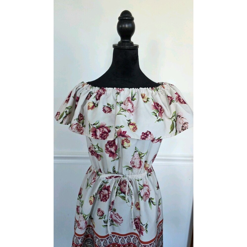 Live 4 Truth Off Shoulder Floral Dress Women Medium Boho Tie Waist Summer
